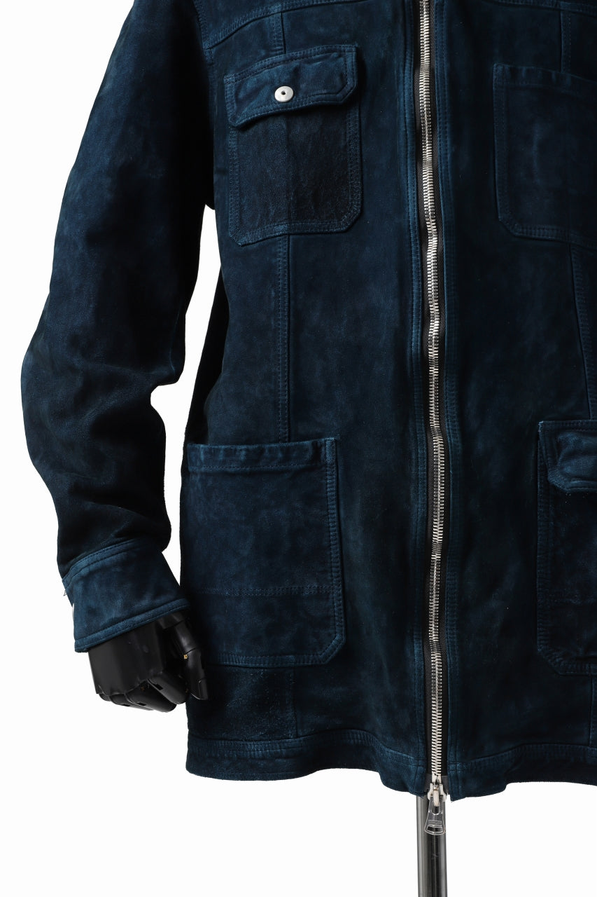 Load image into Gallery viewer, ISAMU KATAYAMA BACKLASH SUEDE COVER ALL BLOUSON / JAPAN CALF (WHITE TANNED / BLACK)