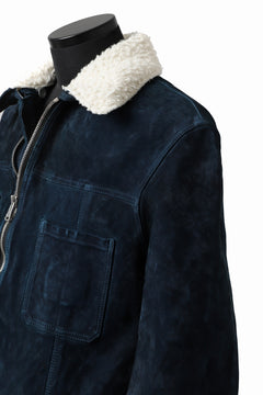 Load image into Gallery viewer, ISAMU KATAYAMA BACKLASH SUEDE COVER ALL BLOUSON / JAPAN CALF (WHITE TANNED / BLACK)