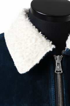 Load image into Gallery viewer, ISAMU KATAYAMA BACKLASH SUEDE COVER ALL BLOUSON / JAPAN CALF (WHITE TANNED / BLACK)