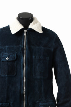 Load image into Gallery viewer, ISAMU KATAYAMA BACKLASH SUEDE COVER ALL BLOUSON / JAPAN CALF (WHITE TANNED / BLACK)
