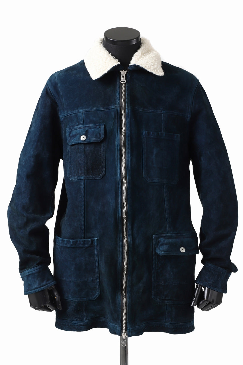 Load image into Gallery viewer, ISAMU KATAYAMA BACKLASH SUEDE COVER ALL BLOUSON / JAPAN CALF (WHITE TANNED / BLACK)