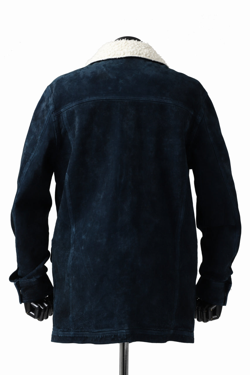 Load image into Gallery viewer, ISAMU KATAYAMA BACKLASH SUEDE COVER ALL BLOUSON / JAPAN CALF (WHITE TANNED / BLACK)