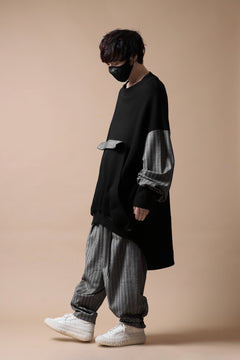 画像をギャラリービューアに読み込む, SOSNOVSKA exclusive CLOWN STYLE PANTS / HERRINGBONE WOOL STRETCH (GREY STRIPE)