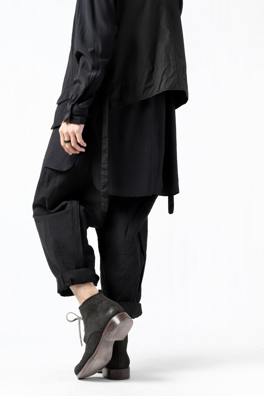 画像をギャラリービューアに読み込む, KLASICA SABRON(NW) WIDE TAPERED TROUSERS / TRI MIX HIGH DENSITY PLAIN (BLACK)