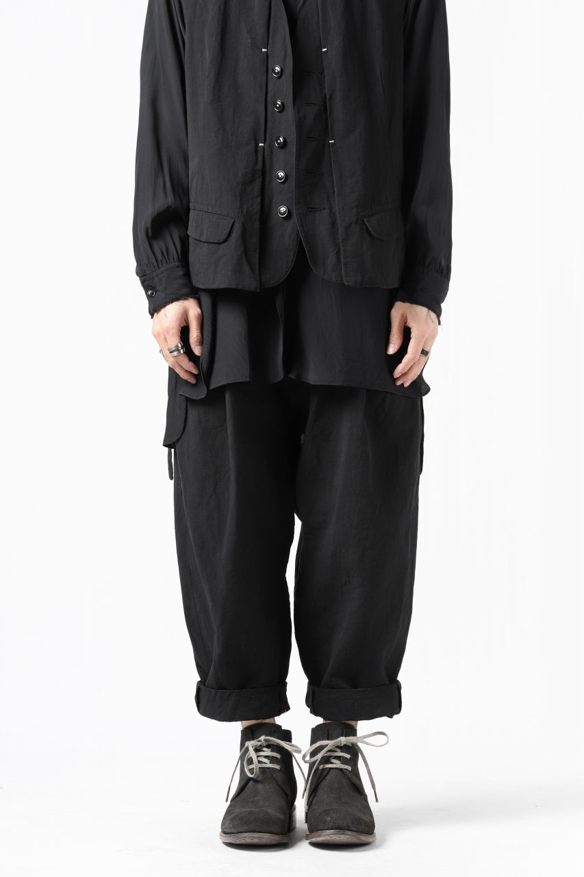 画像をギャラリービューアに読み込む, KLASICA SABRON(NW) WIDE TAPERED TROUSERS / TRI MIX HIGH DENSITY PLAIN (BLACK)