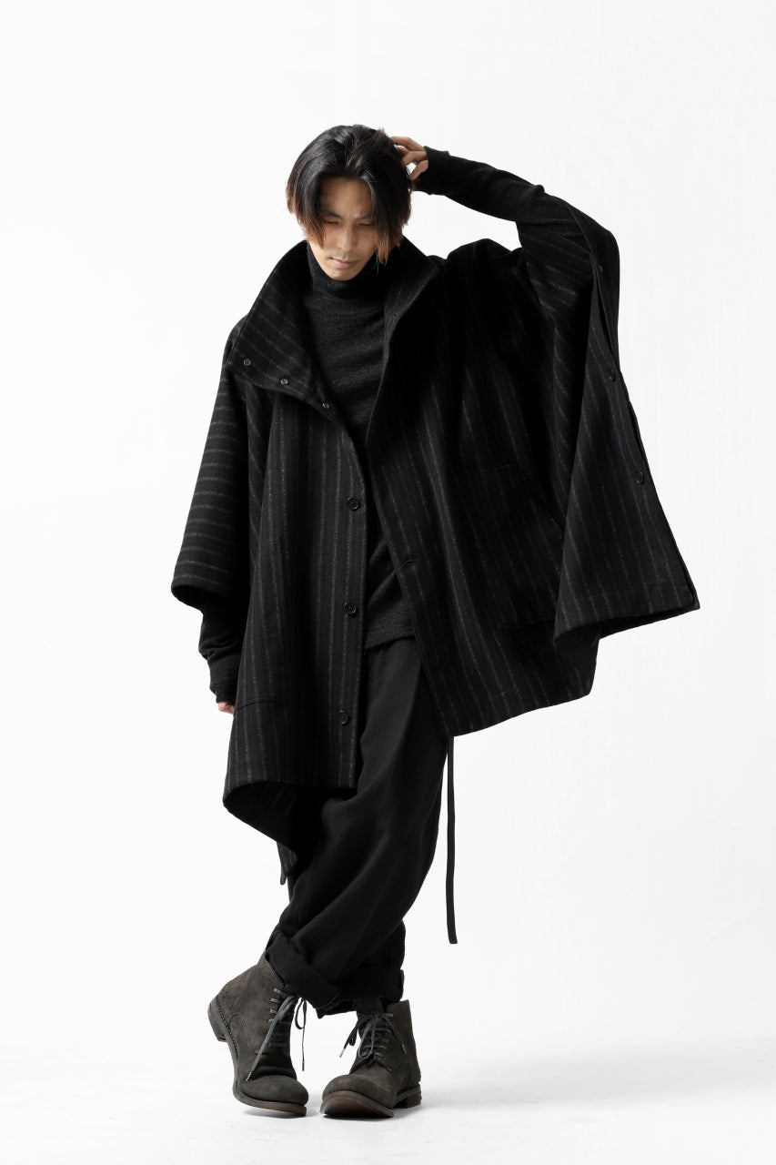 画像をギャラリービューアに読み込む, KLASICA MARGOT PONCHO COAT / WOOL FLANNEL (VINTAGE STRIPE)