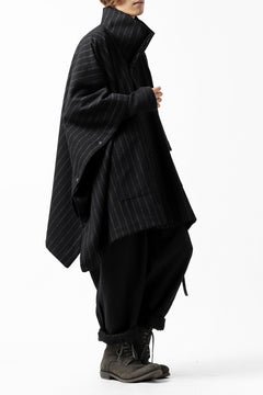 画像をギャラリービューアに読み込む, KLASICA MARGOT PONCHO COAT / WOOL FLANNEL (VINTAGE STRIPE)
