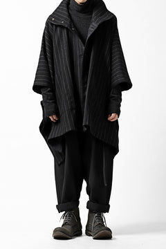 画像をギャラリービューアに読み込む, KLASICA MARGOT PONCHO COAT / WOOL FLANNEL (VINTAGE STRIPE)