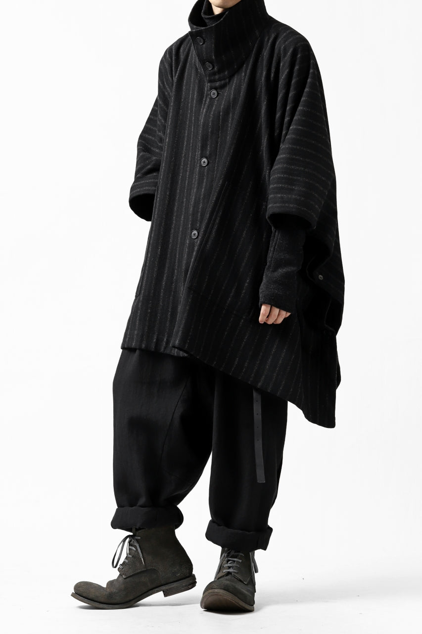 画像をギャラリービューアに読み込む, KLASICA MARGOT PONCHO COAT / WOOL FLANNEL (VINTAGE STRIPE)