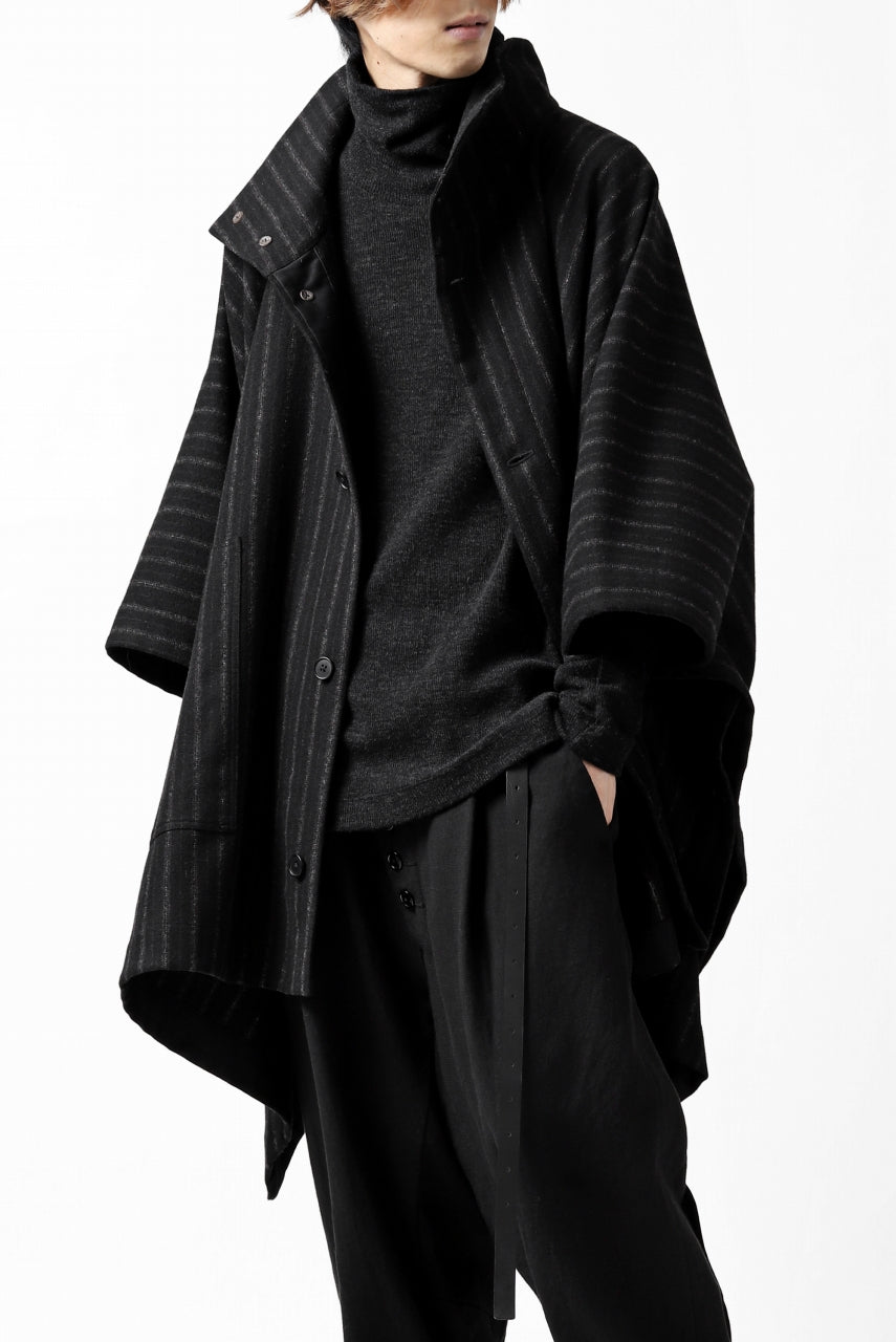 画像をギャラリービューアに読み込む, KLASICA MARGOT PONCHO COAT / WOOL FLANNEL (VINTAGE STRIPE)