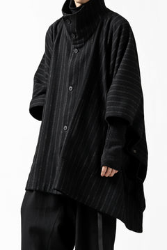 画像をギャラリービューアに読み込む, KLASICA MARGOT PONCHO COAT / WOOL FLANNEL (VINTAGE STRIPE)