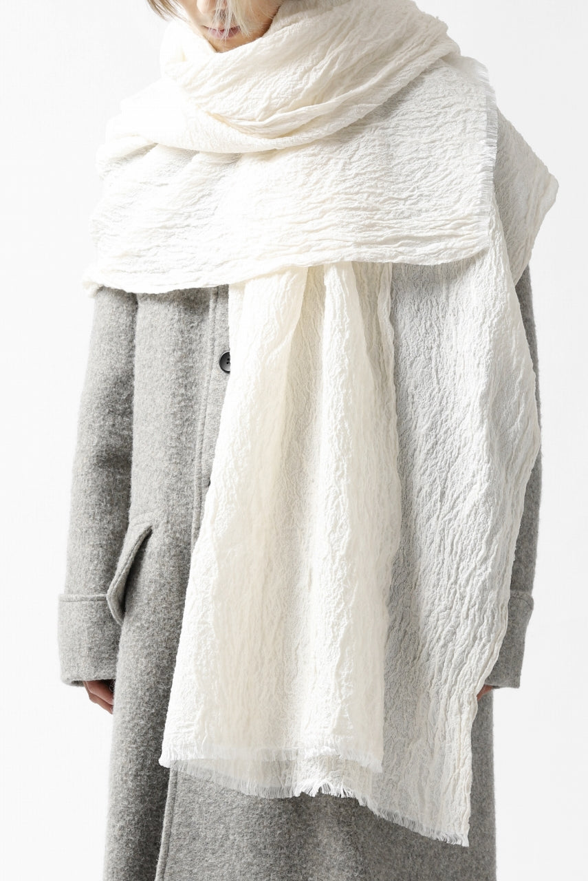 Load image into Gallery viewer, KLASICA GLACIER FLUFFY STOLE / SHRINK SILK (EGG SHELL)