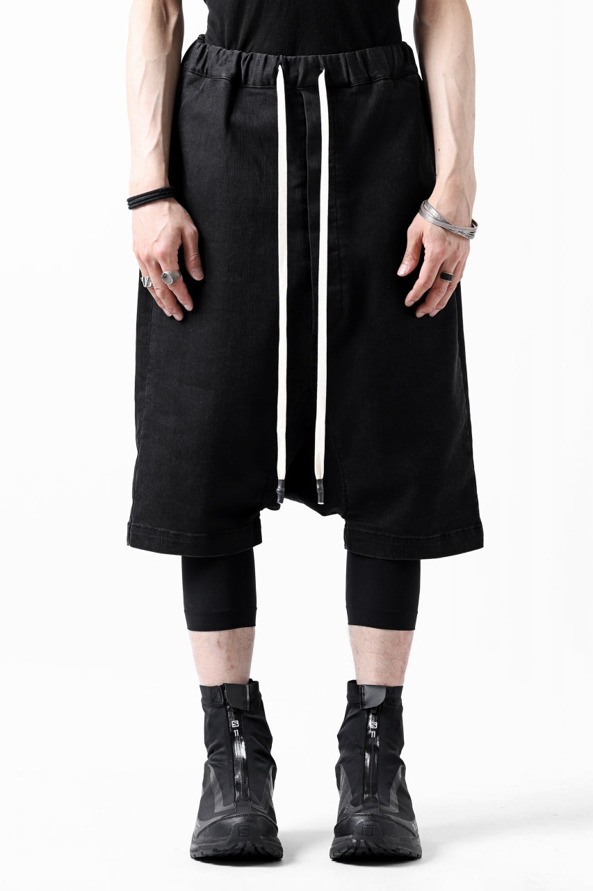 画像をギャラリービューアに読み込む, ISAMU KATAYAMA BACKLASH SARROUEL DENIM SHORTS / EXTREME STRETCH WASHER (BLACK)