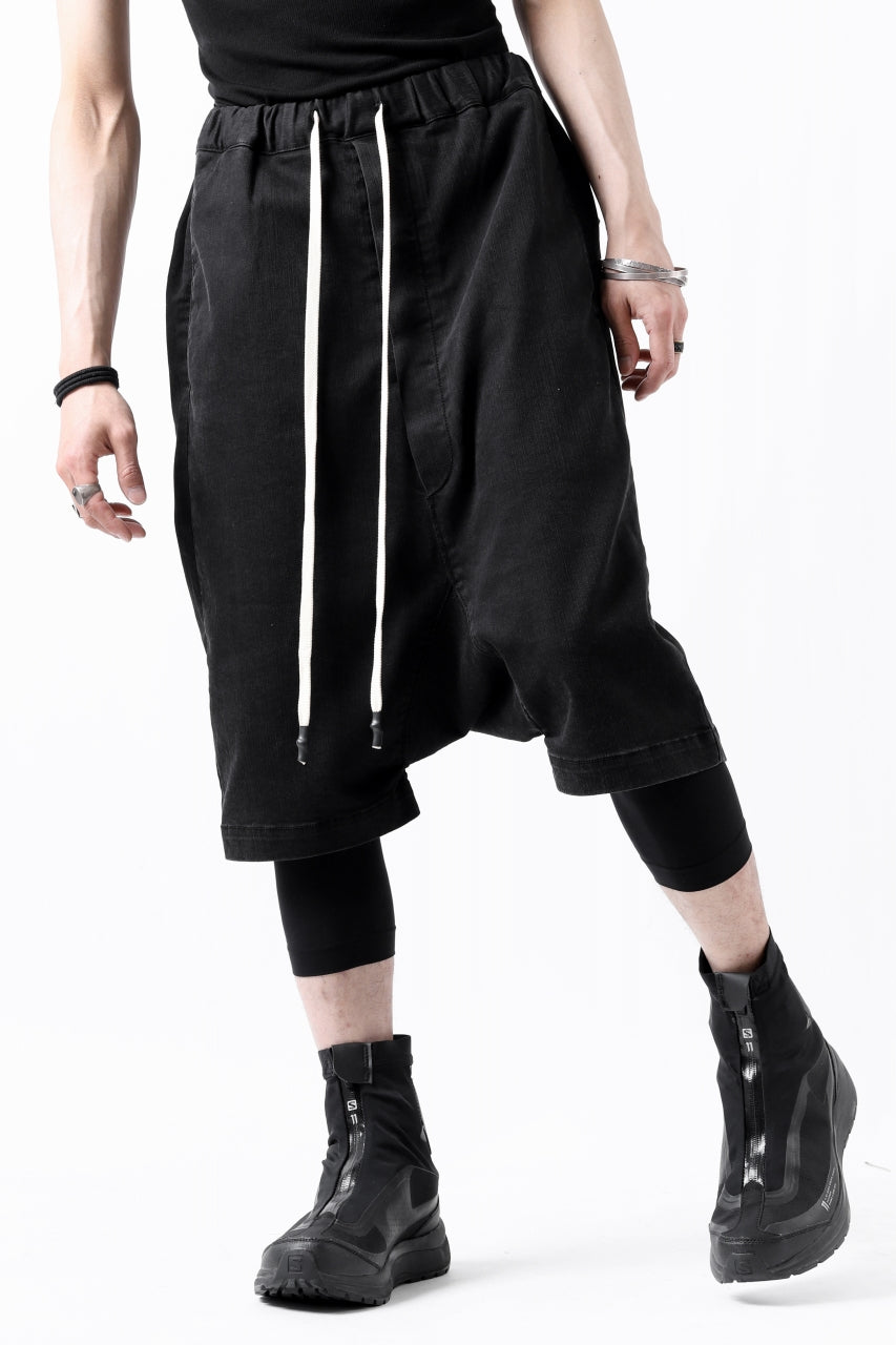 画像をギャラリービューアに読み込む, ISAMU KATAYAMA BACKLASH SARROUEL DENIM SHORTS / EXTREME STRETCH WASHER (BLACK)