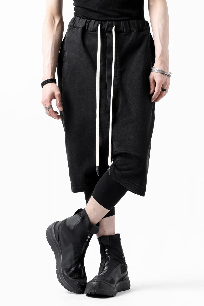 画像をギャラリービューアに読み込む, ISAMU KATAYAMA BACKLASH SARROUEL DENIM SHORTS / EXTREME STRETCH WASHER (BLACK)