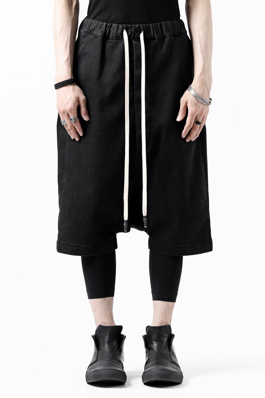 画像をギャラリービューアに読み込む, ISAMU KATAYAMA BACKLASH SARROUEL DENIM SHORTS / EXTREME STRETCH WASHER (BLACK)