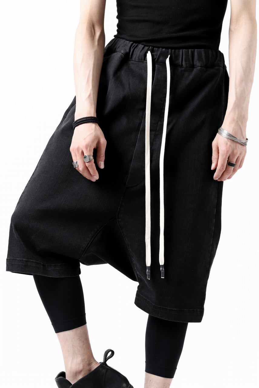 画像をギャラリービューアに読み込む, ISAMU KATAYAMA BACKLASH SARROUEL DENIM SHORTS / EXTREME STRETCH WASHER (BLACK)
