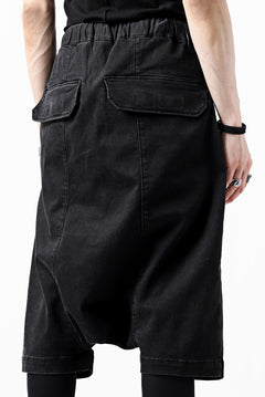 画像をギャラリービューアに読み込む, ISAMU KATAYAMA BACKLASH SARROUEL DENIM SHORTS / EXTREME STRETCH WASHER (BLACK)