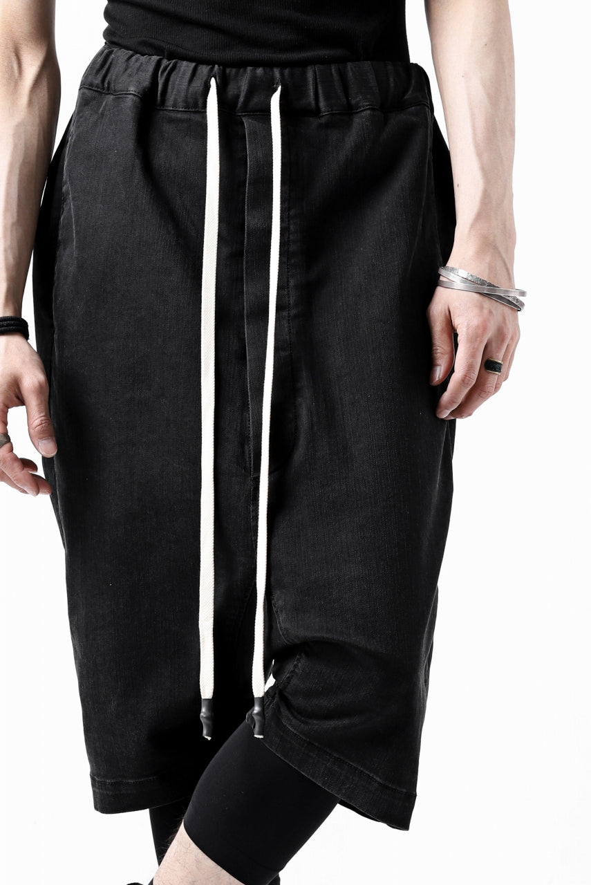画像をギャラリービューアに読み込む, ISAMU KATAYAMA BACKLASH SARROUEL DENIM SHORTS / EXTREME STRETCH WASHER (BLACK)