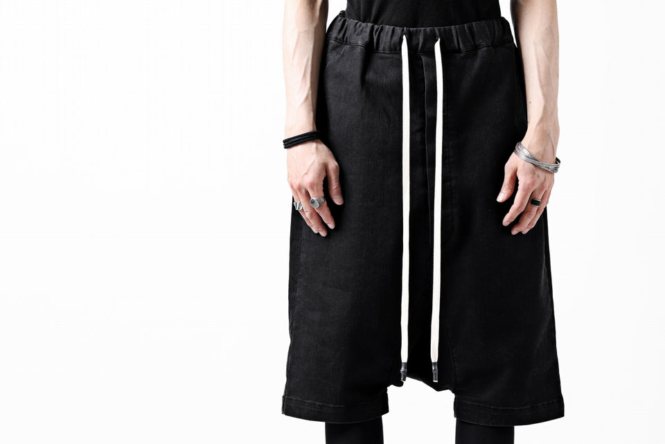 画像をギャラリービューアに読み込む, ISAMU KATAYAMA BACKLASH SARROUEL DENIM SHORTS / EXTREME STRETCH WASHER (BLACK)