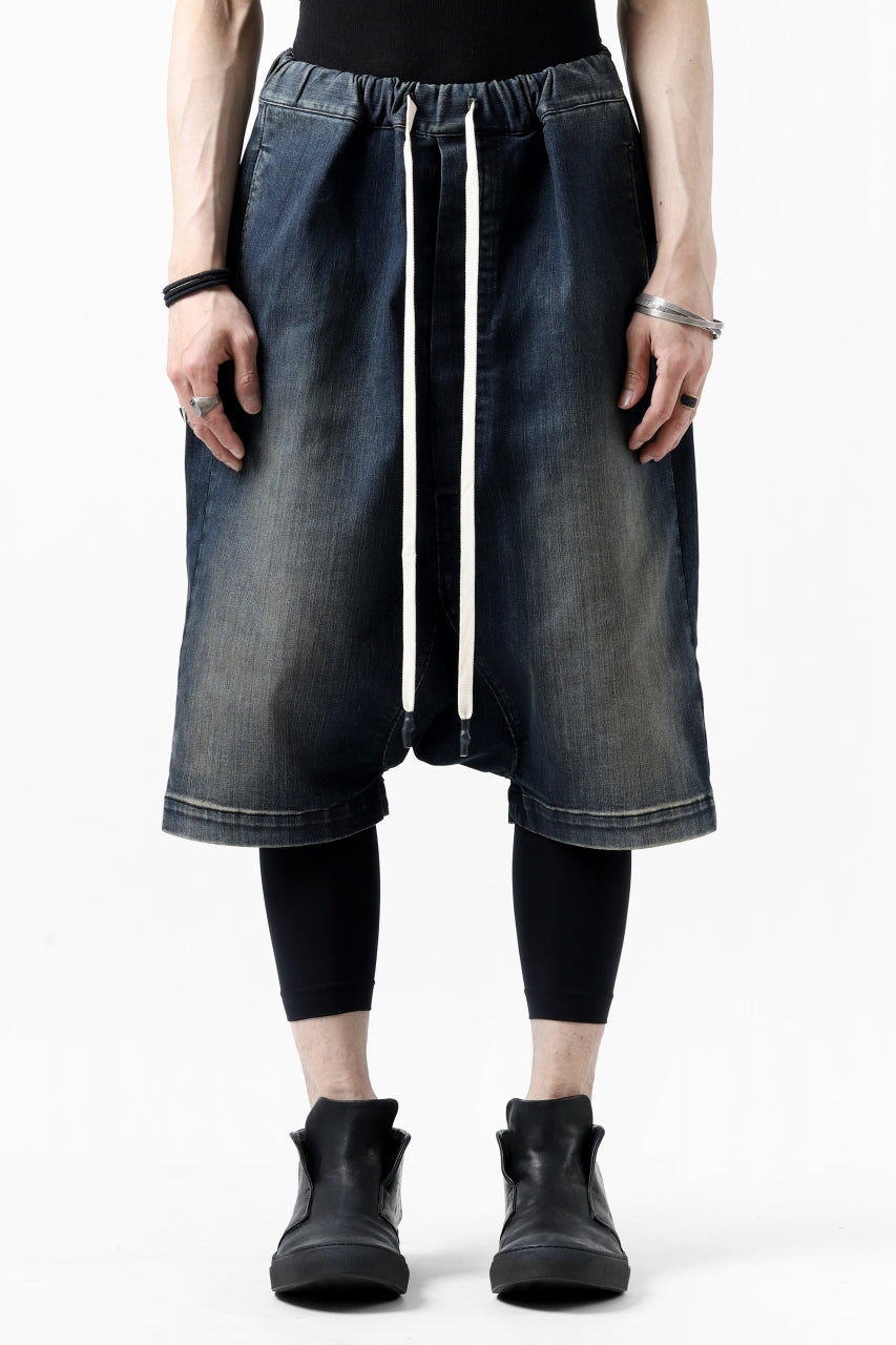 画像をギャラリービューアに読み込む, ISAMU KATAYAMA BACKLASH SARROUEL DENIM SHORTS / EXTREME STRETCH DIRTY (INDIGO)