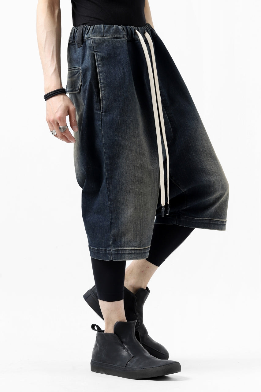画像をギャラリービューアに読み込む, ISAMU KATAYAMA BACKLASH SARROUEL DENIM SHORTS / EXTREME STRETCH DIRTY (INDIGO)