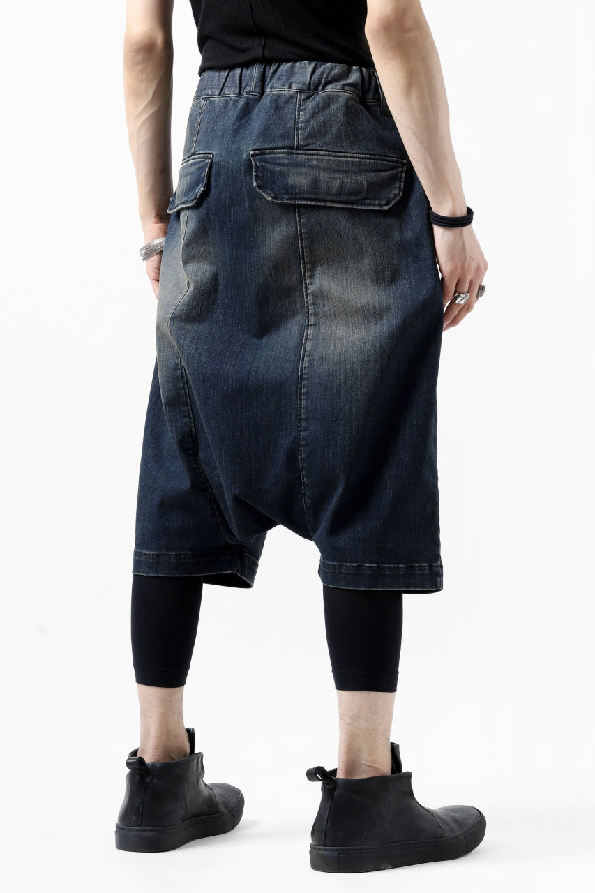 画像をギャラリービューアに読み込む, ISAMU KATAYAMA BACKLASH SARROUEL DENIM SHORTS / EXTREME STRETCH DIRTY (INDIGO)