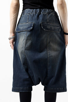 画像をギャラリービューアに読み込む, ISAMU KATAYAMA BACKLASH SARROUEL DENIM SHORTS / EXTREME STRETCH DIRTY (INDIGO)