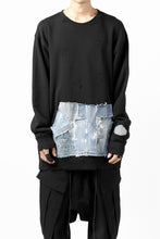 画像をギャラリービューアに読み込む, RESURRECTION HANDMADE remake sweat L/S with vintage denim pocket (BLACK#B)