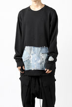 画像をギャラリービューアに読み込む, RESURRECTION HANDMADE remake sweat L/S with vintage denim pocket (BLACK#B)