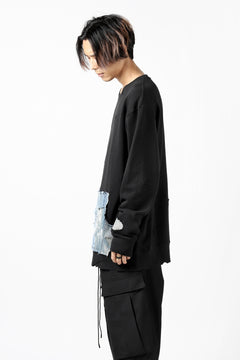 画像をギャラリービューアに読み込む, RESURRECTION HANDMADE remake sweat L/S with vintage denim pocket (BLACK#B)