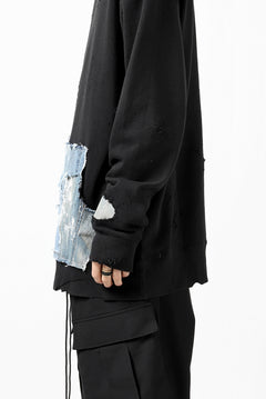 画像をギャラリービューアに読み込む, RESURRECTION HANDMADE remake sweat L/S with vintage denim pocket (BLACK#B)
