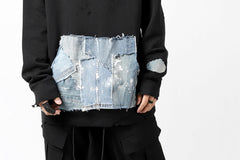 画像をギャラリービューアに読み込む, RESURRECTION HANDMADE remake sweat L/S with vintage denim pocket (BLACK#B)