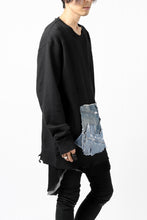 画像をギャラリービューアに読み込む, RESURRECTION HANDMADE remake sweat L/S with vintage denim pocket (BLACK#C)