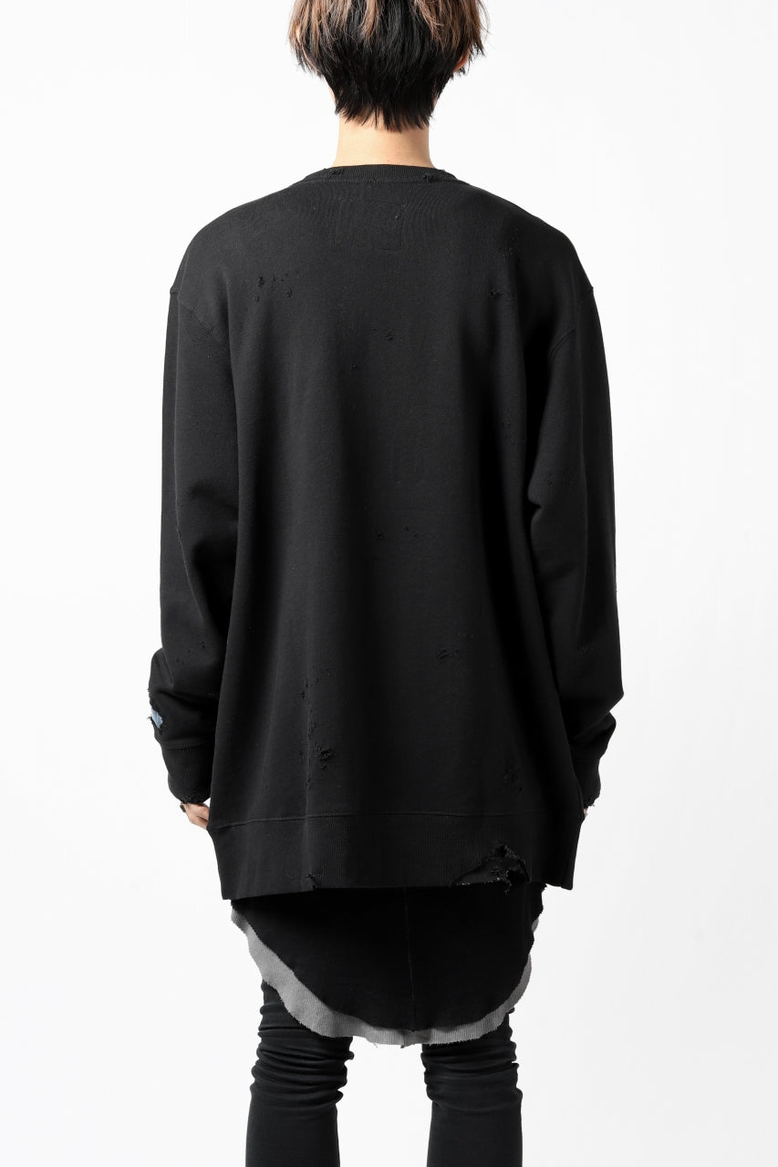 画像をギャラリービューアに読み込む, RESURRECTION HANDMADE remake sweat L/S with vintage denim pocket (BLACK#C)