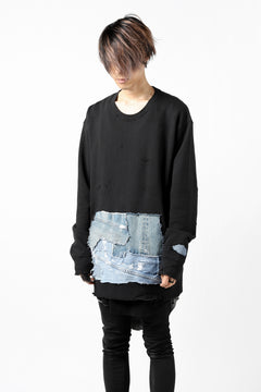 画像をギャラリービューアに読み込む, RESURRECTION HANDMADE remake sweat L/S with vintage denim pocket (BLACK#C)