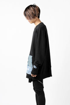 画像をギャラリービューアに読み込む, RESURRECTION HANDMADE remake sweat L/S with vintage denim pocket (BLACK#C)