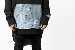 画像をギャラリービューアに読み込む, RESURRECTION HANDMADE remake sweat L/S with vintage denim pocket (BLACK#C)