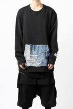 画像をギャラリービューアに読み込む, RESURRECTION HANDMADE remake sweat L/S with vintage denim pocket (BLACK#A)