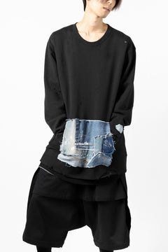 画像をギャラリービューアに読み込む, RESURRECTION HANDMADE remake sweat L/S with vintage denim pocket (BLACK#A)