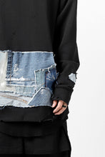 画像をギャラリービューアに読み込む, RESURRECTION HANDMADE remake sweat L/S with vintage denim pocket (BLACK#A)