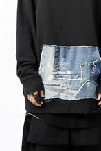 画像をギャラリービューアに読み込む, RESURRECTION HANDMADE remake sweat L/S with vintage denim pocket (BLACK#A)