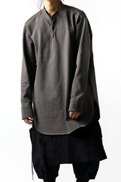 Load image into Gallery viewer, COLINA GRANPA PULL OVER SHIRT / LOG WOOD DYED HEAVY JERSEY (LOG WOOD BLACK)