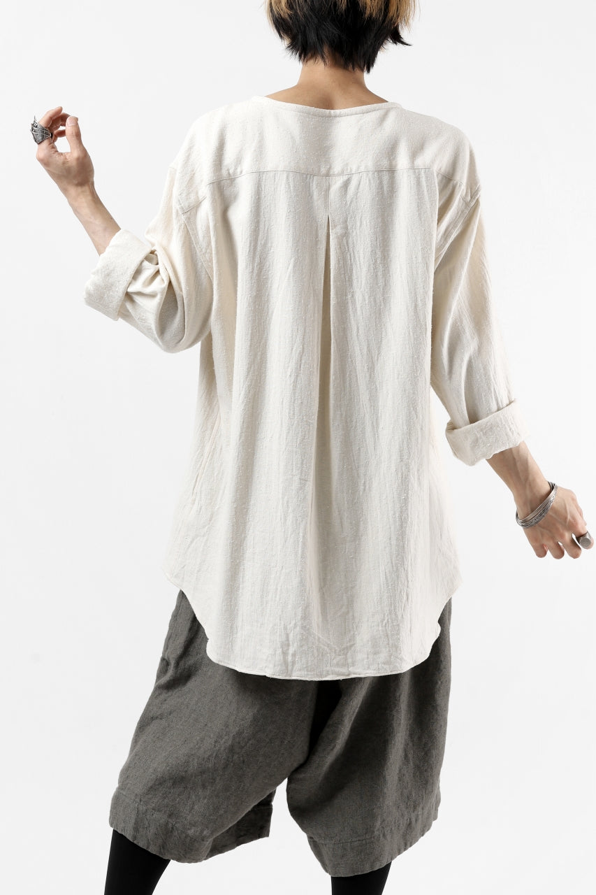 画像をギャラリービューアに読み込む, YUTA MATSUOKA round neck shirt / cotton silk nep viyella (white)