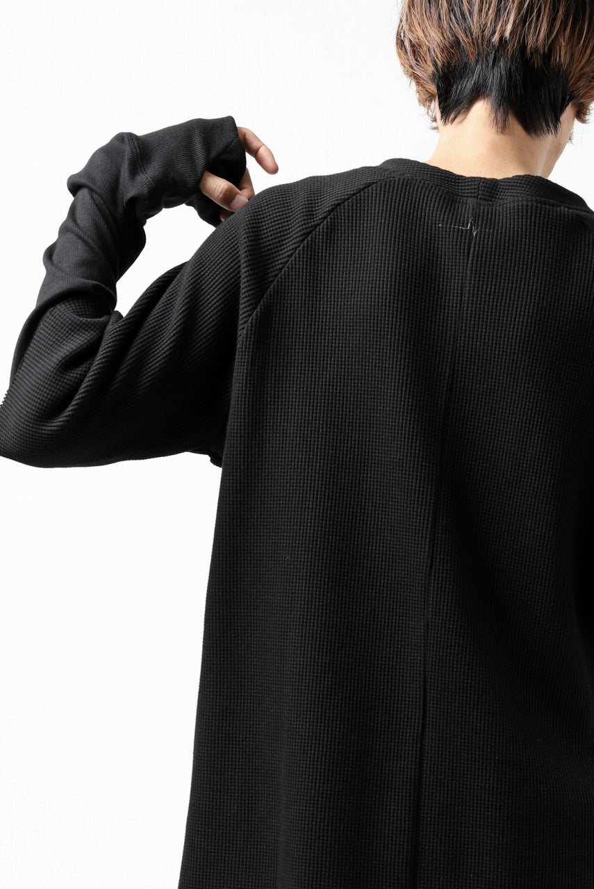 Load image into Gallery viewer, FIRST AID TO THE INJURED SJENSE LAYERED SLEEVE TOPS / WAFFEL + RIB JERSEY (BLACK)