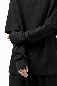 Load image into Gallery viewer, FIRST AID TO THE INJURED SJENSE LAYERED SLEEVE TOPS / WAFFEL + RIB JERSEY (BLACK)