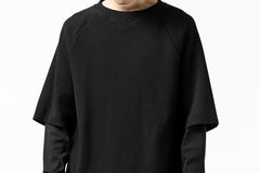 Load image into Gallery viewer, FIRST AID TO THE INJURED SJENSE LAYERED SLEEVE TOPS / WAFFEL + RIB JERSEY (BLACK)