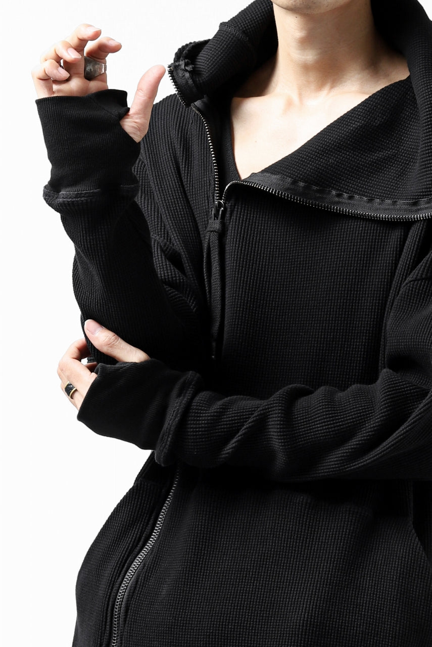 Load image into Gallery viewer, FIRST AID TO THE INJURED CURCULIO ZIP HOODIE / WAFFEL JERSEY (BLACK)