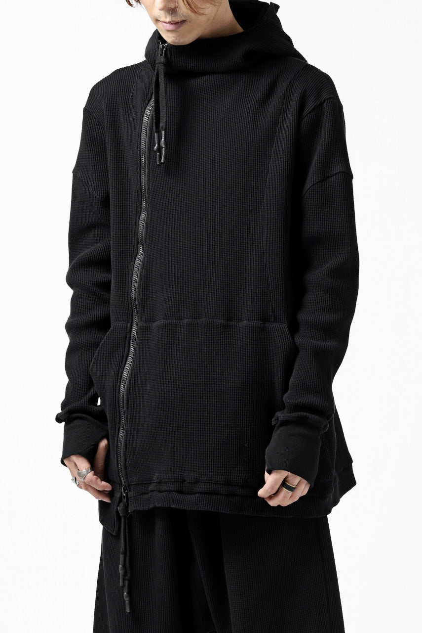 Load image into Gallery viewer, FIRST AID TO THE INJURED CURCULIO ZIP HOODIE / WAFFEL JERSEY (BLACK)