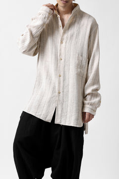 画像をギャラリービューアに読み込む, COLINA GARDENER SHIRT / SHADOW STRIPE (LINEN / NEPPED SILK) (BROWN)